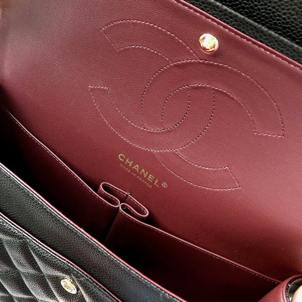 CC Classic Jumbo 30cm Black Caviar Gold Hardware