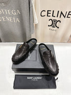 YSL 25 Loafer Black Gold Cowhide 160363