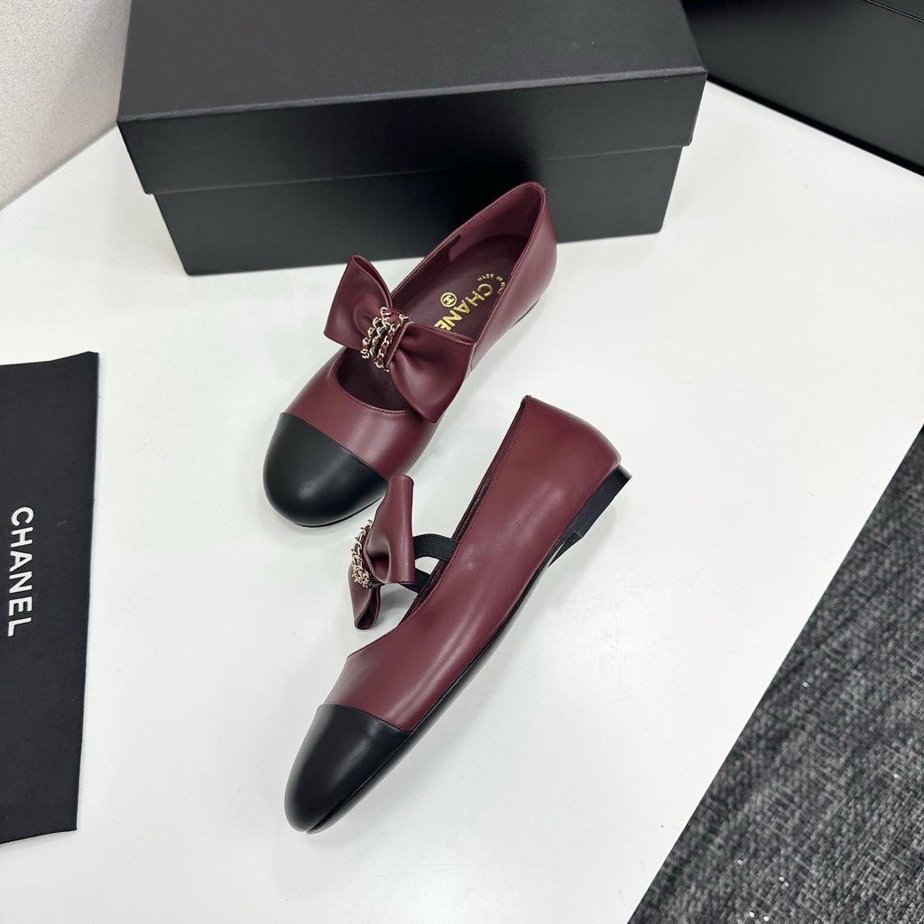 CC 25SS Chain Bow Mary Jane Burgundy Cowhide 490144
