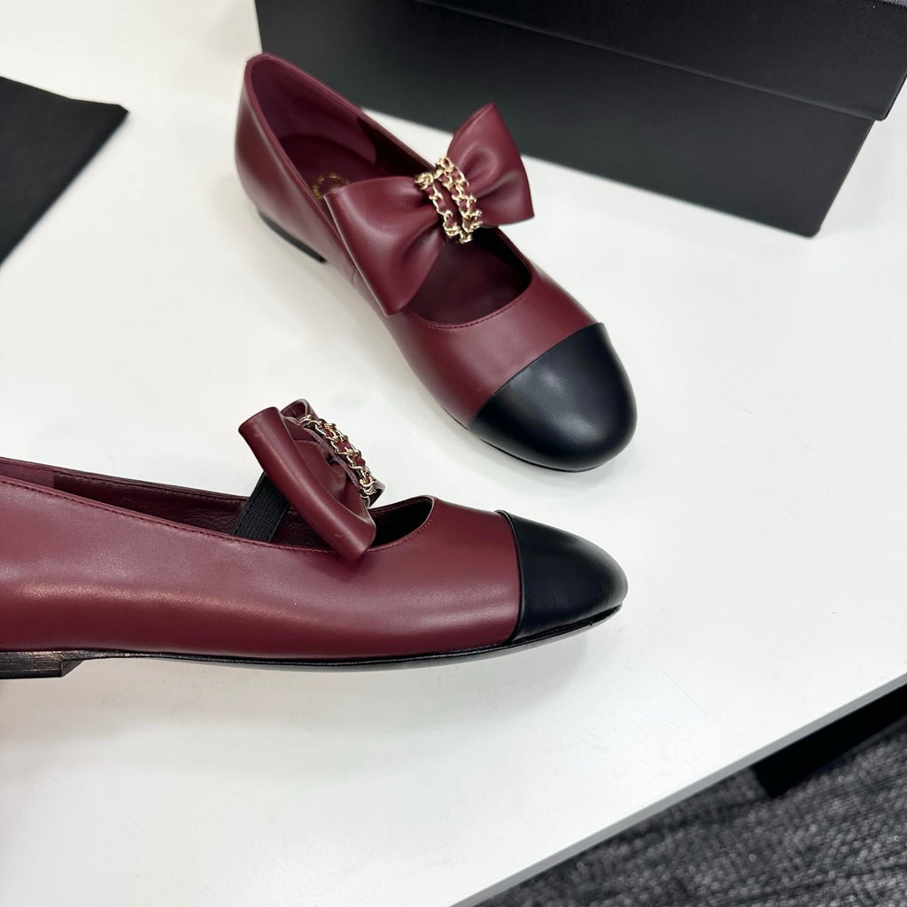 CC 25SS Chain Bow Mary Jane Burgundy Cowhide 490144