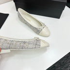CC 25SS Classic Ballet Flat White Tweed Cowhide 490184