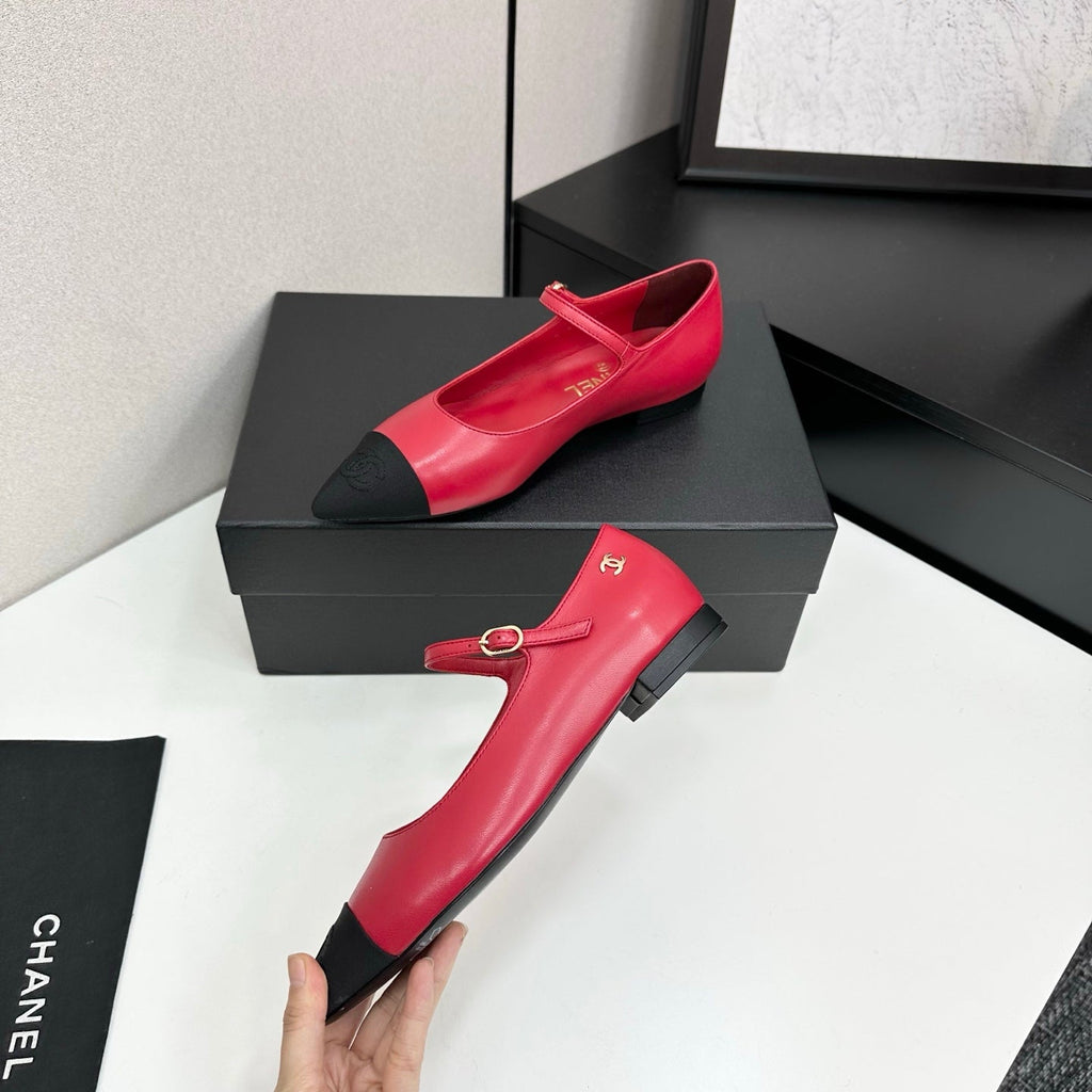 CC 25SS Pointed-Toe Mary Janes Red Cowhide 490140
