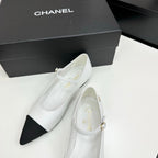 CC 25SS Pointed-Toe Mary Janes White Cowhide 490138