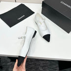 CC 25SS Pointed-Toe Mary Janes White Cowhide 490138