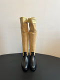 CC 25FW Suede Colorblock Slip-On Cavalier Mid-Large Boots Black and Brown Calfskin 489938