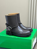 BV 25FW Ankle Boots With Coaxial Detailing And Signature Metal Triangle in Fondant Calfskin