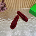 BV 25SS Shearling Ballerina in Wine Red Wool Sheepskin