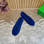 BV 25SS Shearling Ballerina in Blue Wool Sheepskin
