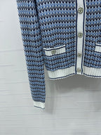 CC 25 Round Neck Knitted Wool Long-Sleeved Blue Cardigan