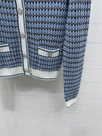 CC 25 Round Neck Knitted Wool Long-Sleeved Blue Cardigan