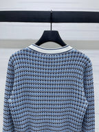 CC 25 Round Neck Knitted Wool Long-Sleeved Blue Cardigan