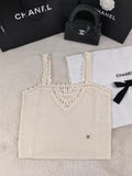 CC Small Crochet Flower Hollow Cream Alpaca Sling