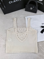 CC Small Crochet Flower Hollow Cream Alpaca Sling
