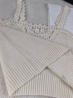 CC Small Crochet Flower Hollow Cream Alpaca Sling