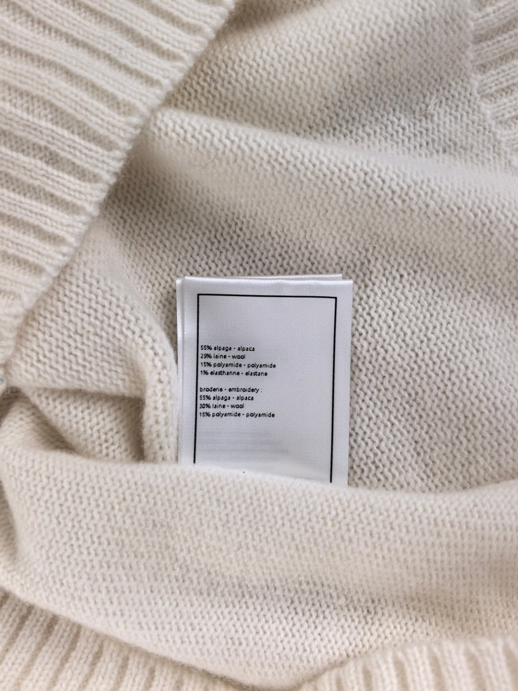 CC Small Crochet Flower Hollow Cream Alpaca Sling