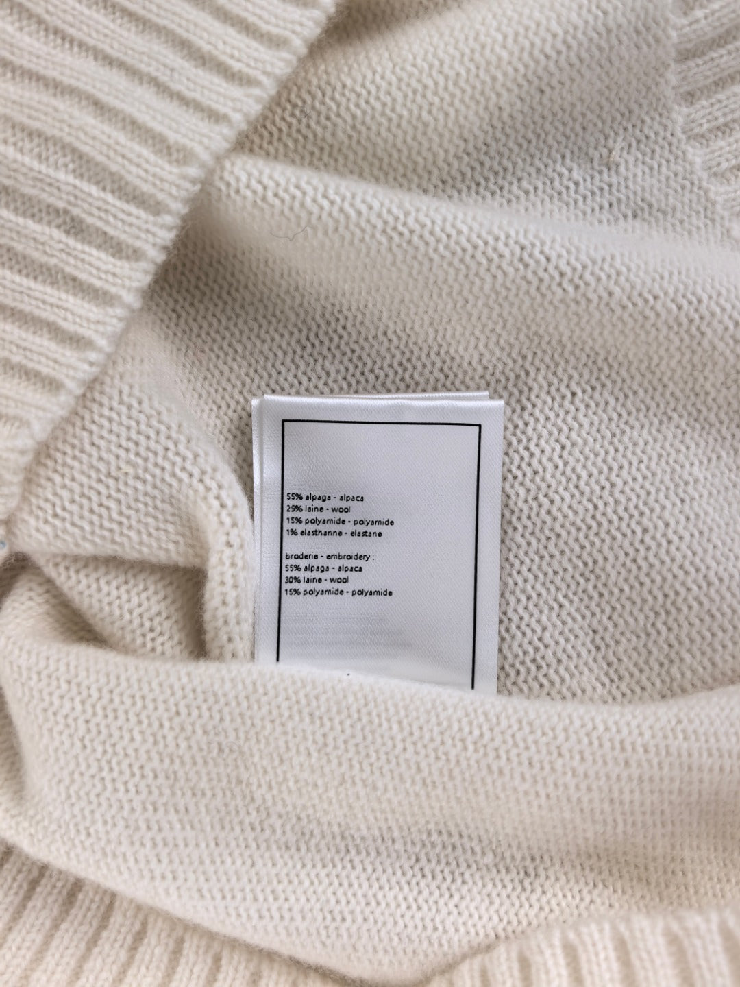 CC Small Crochet Flower Hollow Cream Alpaca Sling