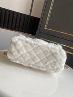 Mini CF 25 Flap Bag White Shearling