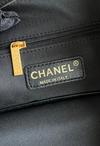 CC 25A Tote Bag Black Suede Black Calfskin