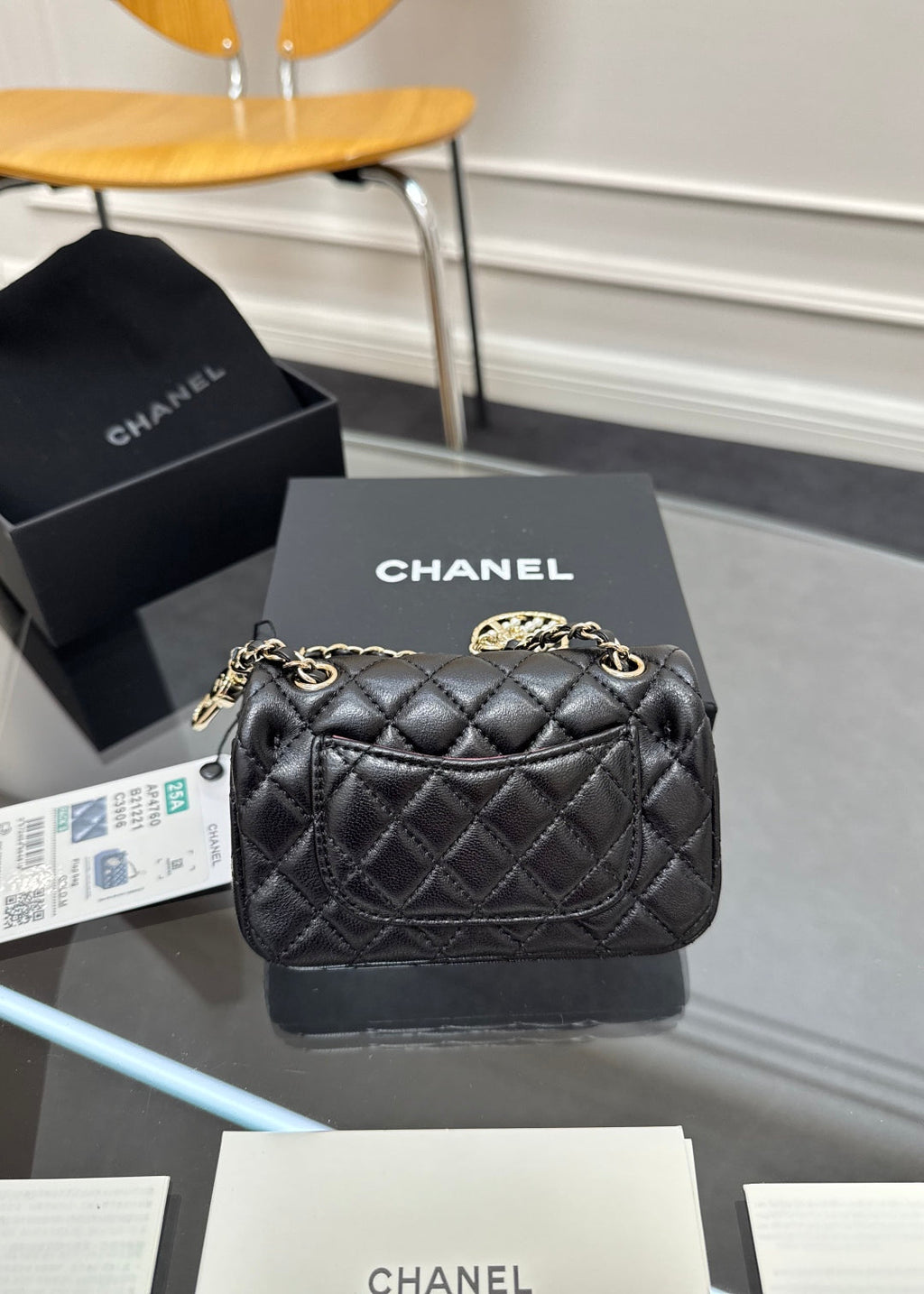 CC 25A Super Mini Bag 12.5cm Black Lambskin