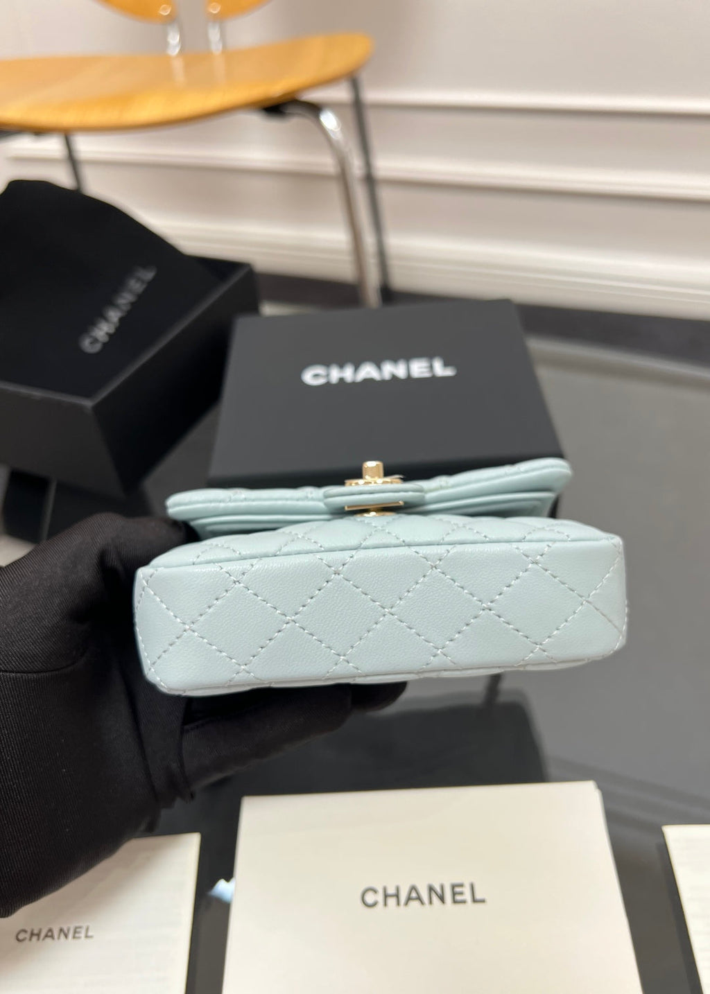 CC 25A Super Mini Bag 12.5cm Cloud Blue Lambskin