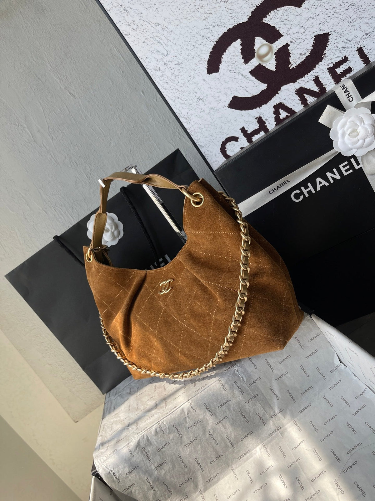 CC 25A Tote Bag 33cm Brown Suede
