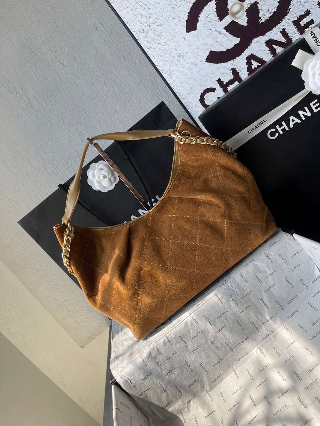 CC 25A Tote Bag 33cm Brown Suede