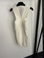 CC Patch Deep V-neck Hip-hugging Knitted Suspender Dress