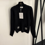 CC Double-Pocket Long-sleeved Cable-knit Cardigan
