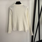 CC Double-Pocket Long-sleeved Cable-knit Cardigan
