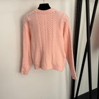 CC Double-Pocket Long-sleeved Cable-knit Cardigan