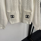 CC Double-Pocket Long-sleeved Cable-knit Cardigan