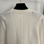 CC Double-Pocket Long-sleeved Cable-knit Cardigan