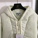 CC Side Slit Logo Half-zip Long-sleeved Hooded Cotton Jacket