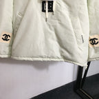 CC Side Slit Logo Half-zip Long-sleeved Hooded Cotton Jacket