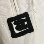 CC Side Slit Logo Half-zip Long-sleeved Hooded Cotton Jacket