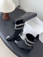 CC 25K Ankle Sock Boots 85mm Heel Black Patent Calfskin and Lambskin 508003