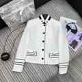 CD 25FW Stand Collar Black and White Contrast Polyester Suit Jacket