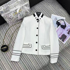 CD 25FW Stand Collar Black and White Contrast Polyester Suit Jacket