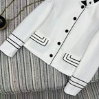 CD 25FW Stand Collar Black and White Contrast Polyester Suit Jacket