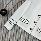 CD 25FW Stand Collar Black and White Contrast Polyester Suit Jacket