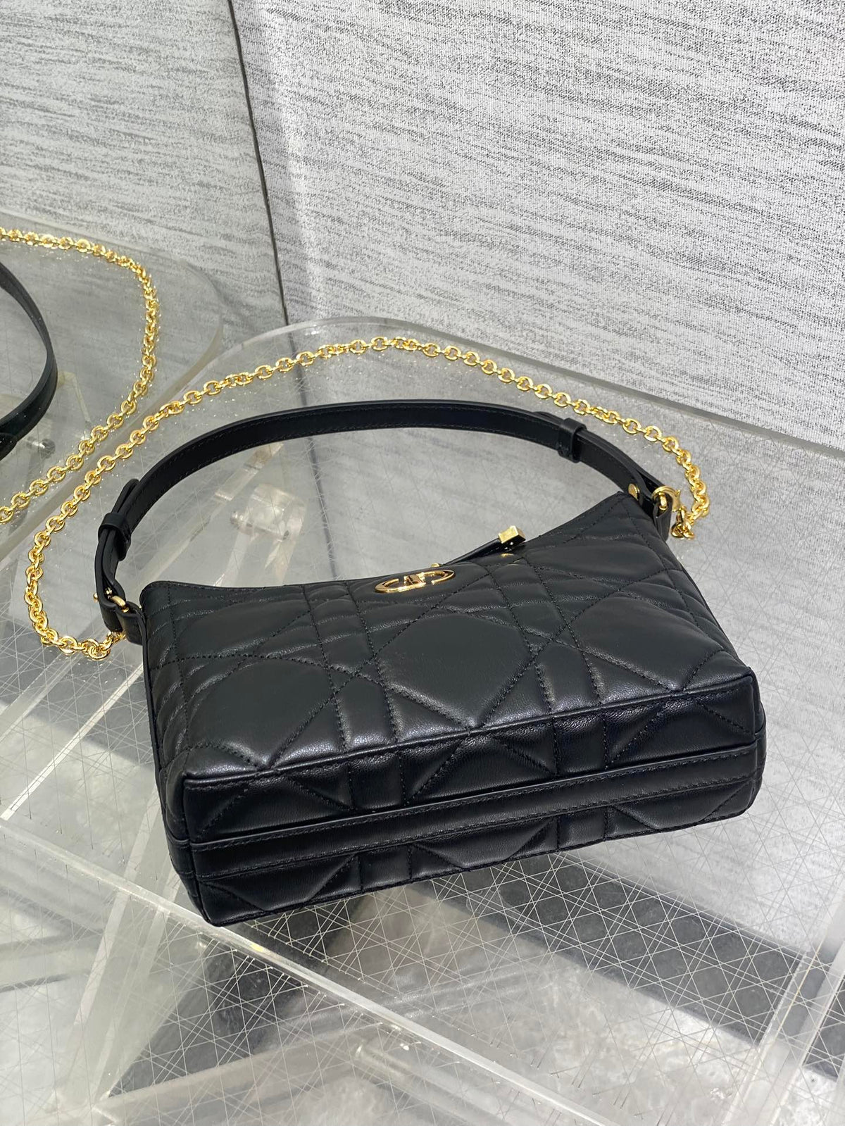 CD Shoulder Bag 19cm black lambskin GHW