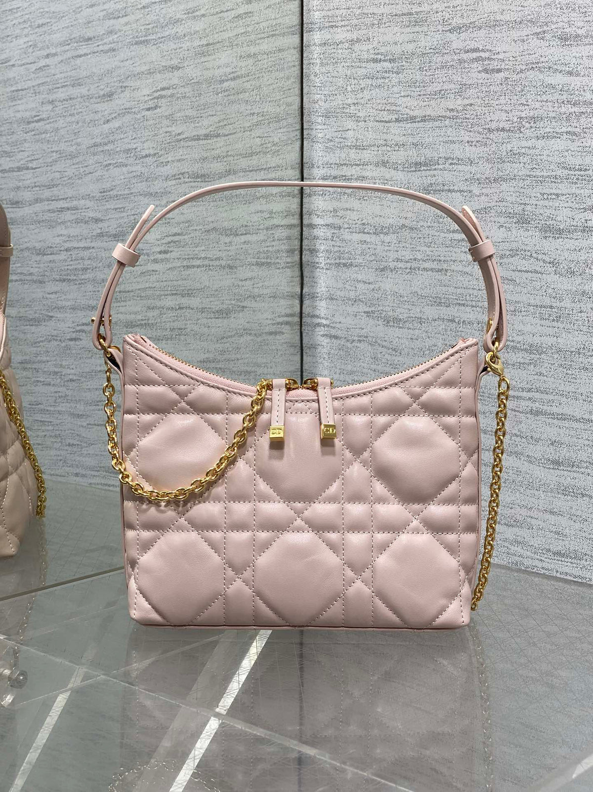 CD Shoulder Bag 19cm pink lambskin GHW