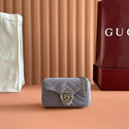 GG Marmont Double-G 16.5cm Gray Suede