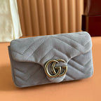 GG Marmont Double-G 16.5cm Gray Suede