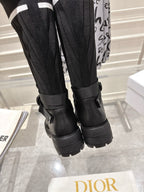 CD Hight Stocking Riding Boots Black Cowhide 565790
