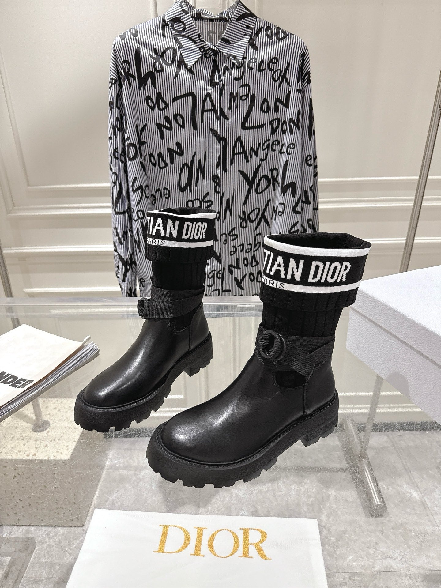 CD Short Stocking Riding Boots Black Cowhide 565789