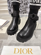 CD Short Stocking Riding Boots Black Cowhide 565789