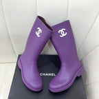 Chanel 26   Rain Boots Purple Sheepskin 476070