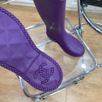 Chanel 26   Rain Boots Purple Sheepskin 476070