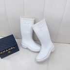 Chanel 26   Rain Boots White Sheepskin 476068